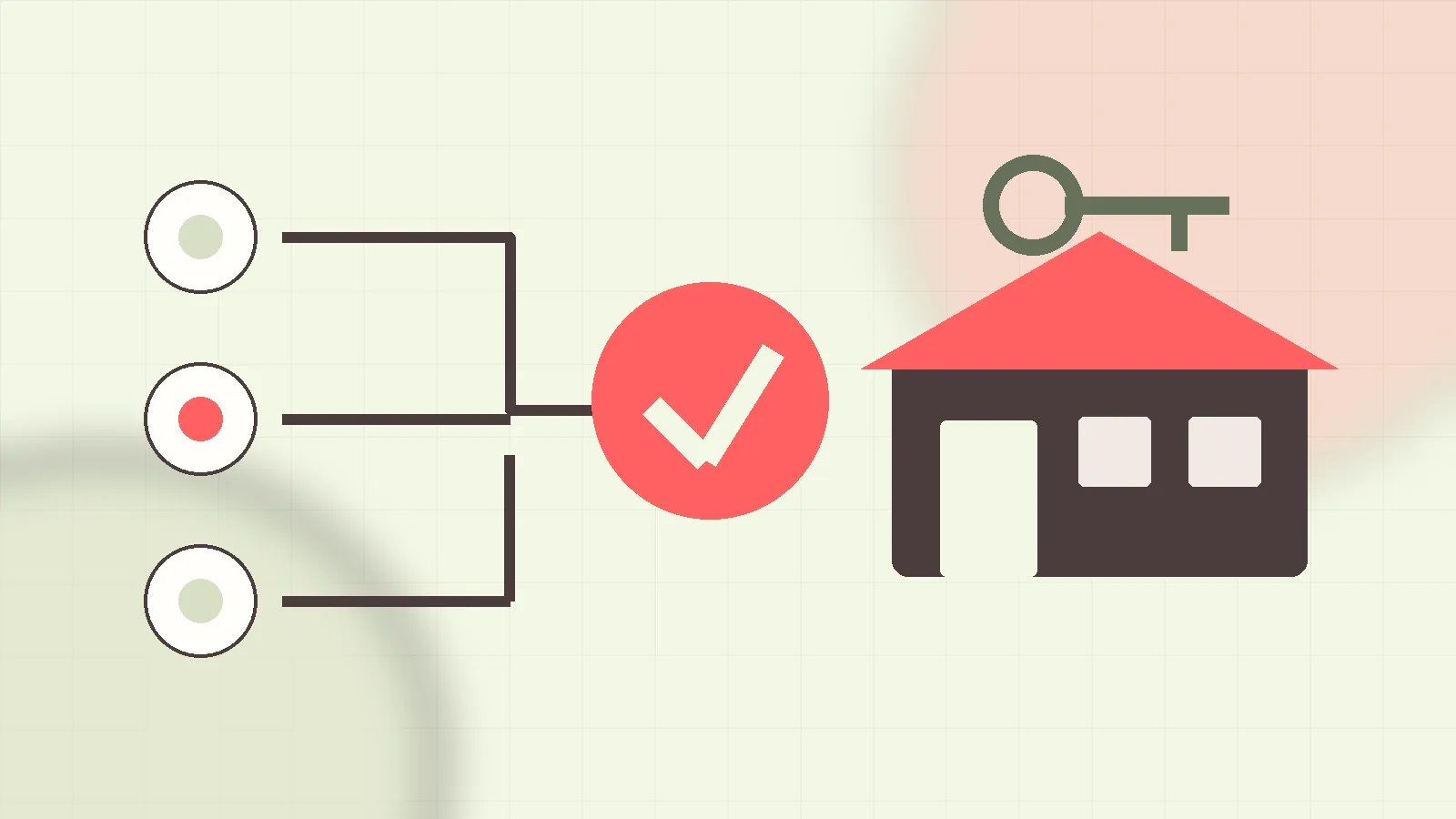 Ilustração de participantes, contemplação, chave e imóvel explicando como funciona a carta de crédito imobiliário